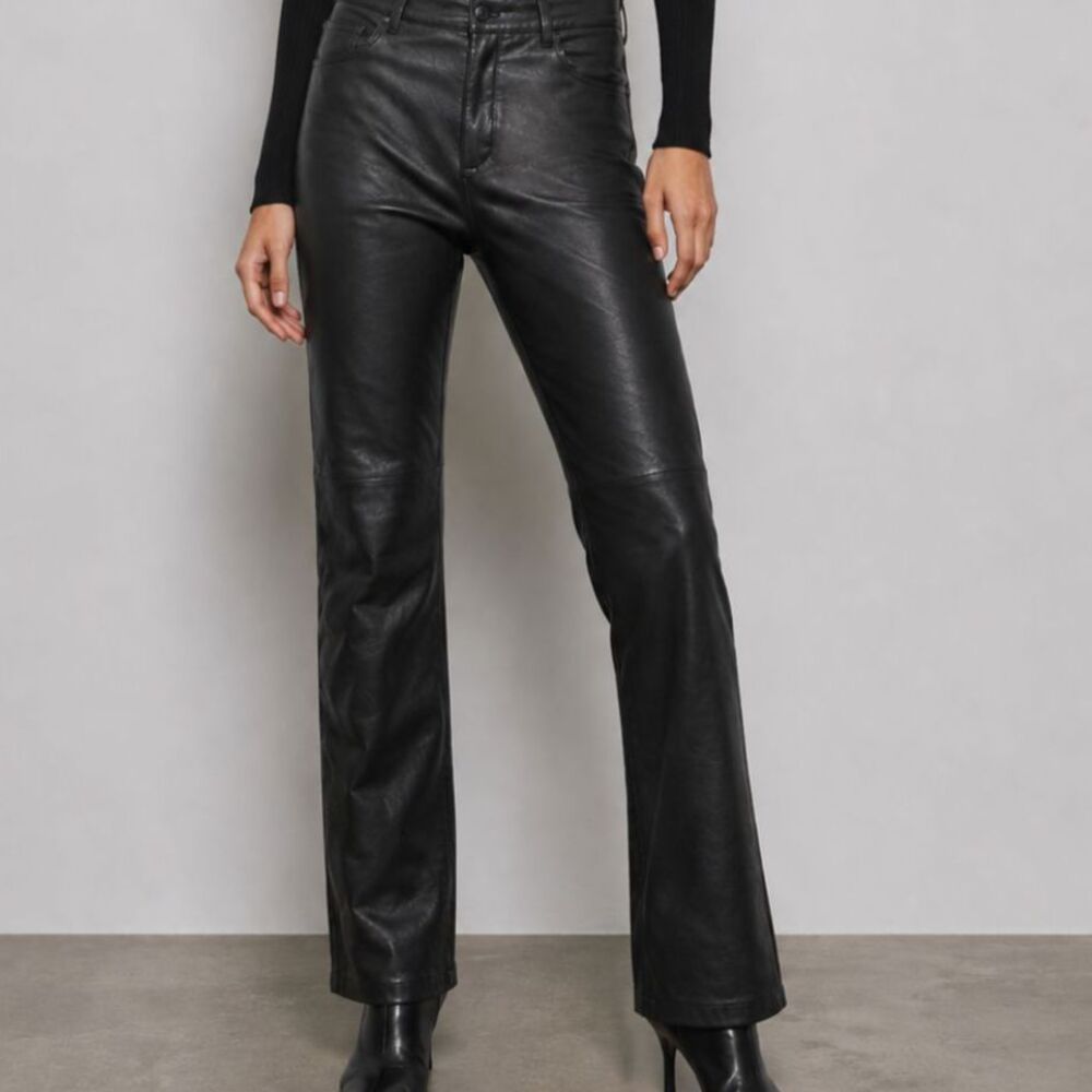 A.M.I. Black Leather Pants - Size 8